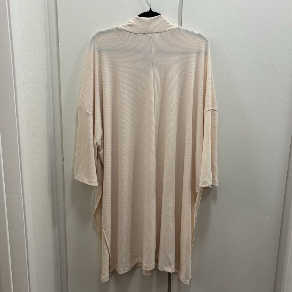 NWT Dressed In Lala Sz 3XL Cream Mock Neck Tunic Top Side Slits Ribbed Knit - Picture 2 of 8